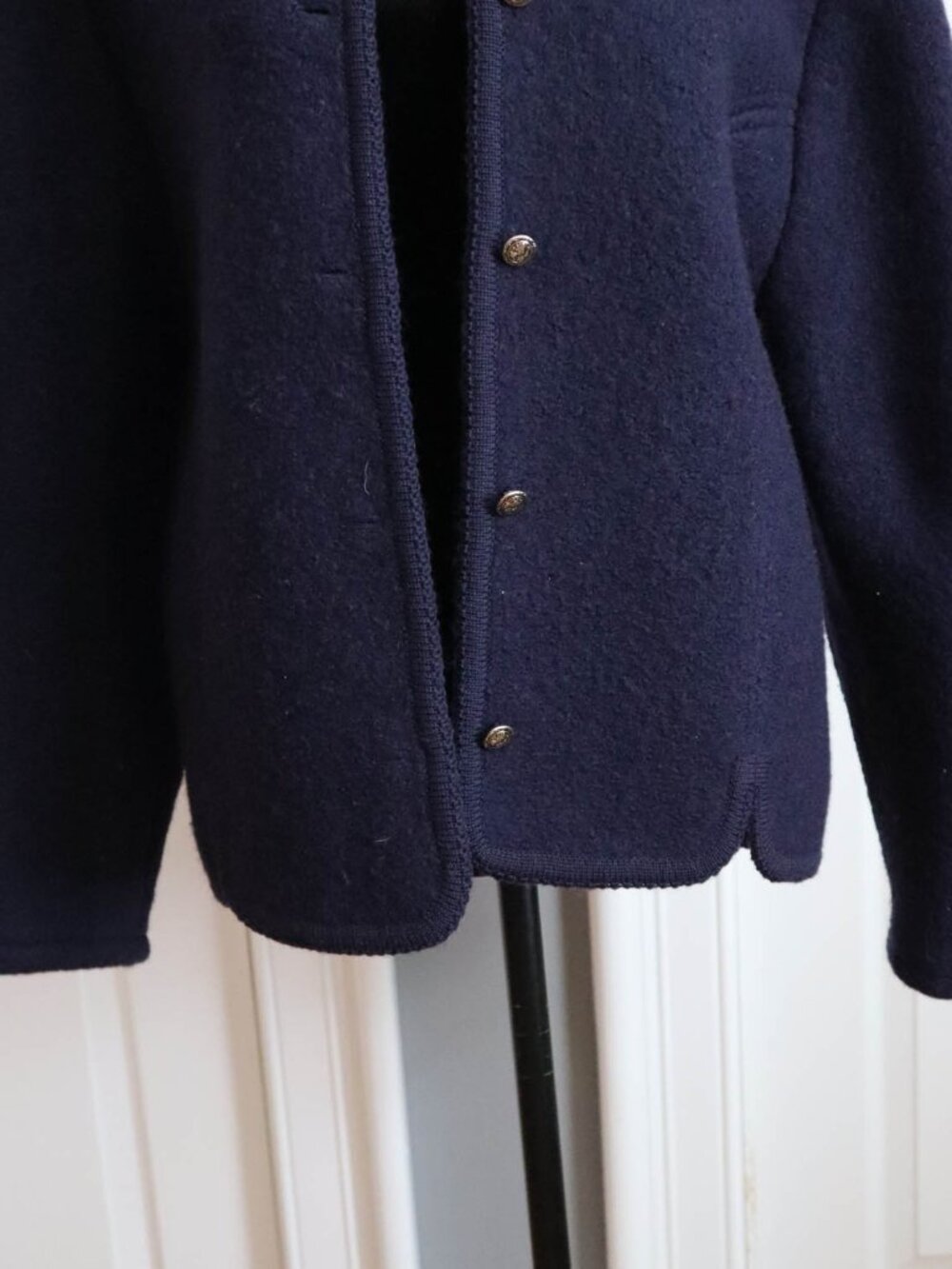 Vtg Carroll Reed 100% Boiled Wool Cardigan Jacket Sz 16/XL Indigo Blue Nordic - Picture 3 of 12